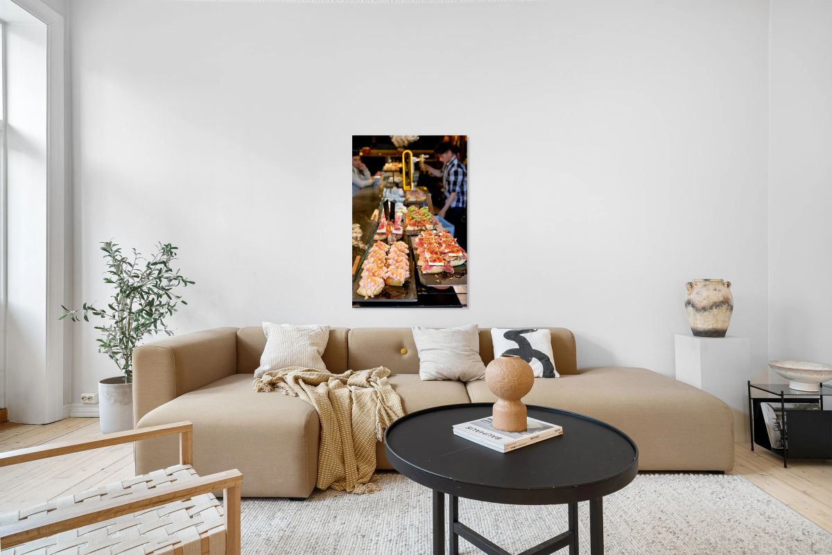 Enjoying classic pinchos in Bilbao Spain at local bar