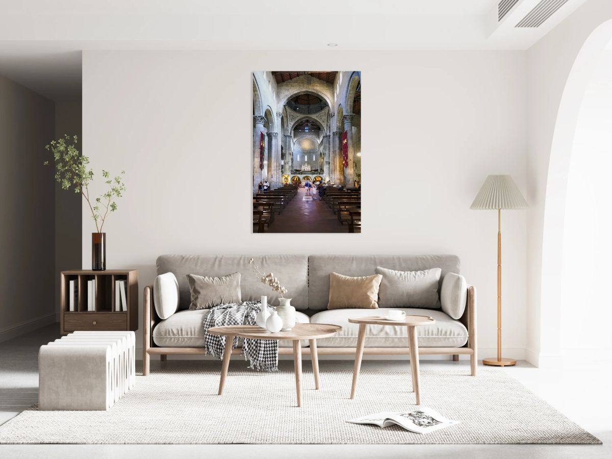 Visitors explore Santa Maria della Pieve in Arezzo Italy