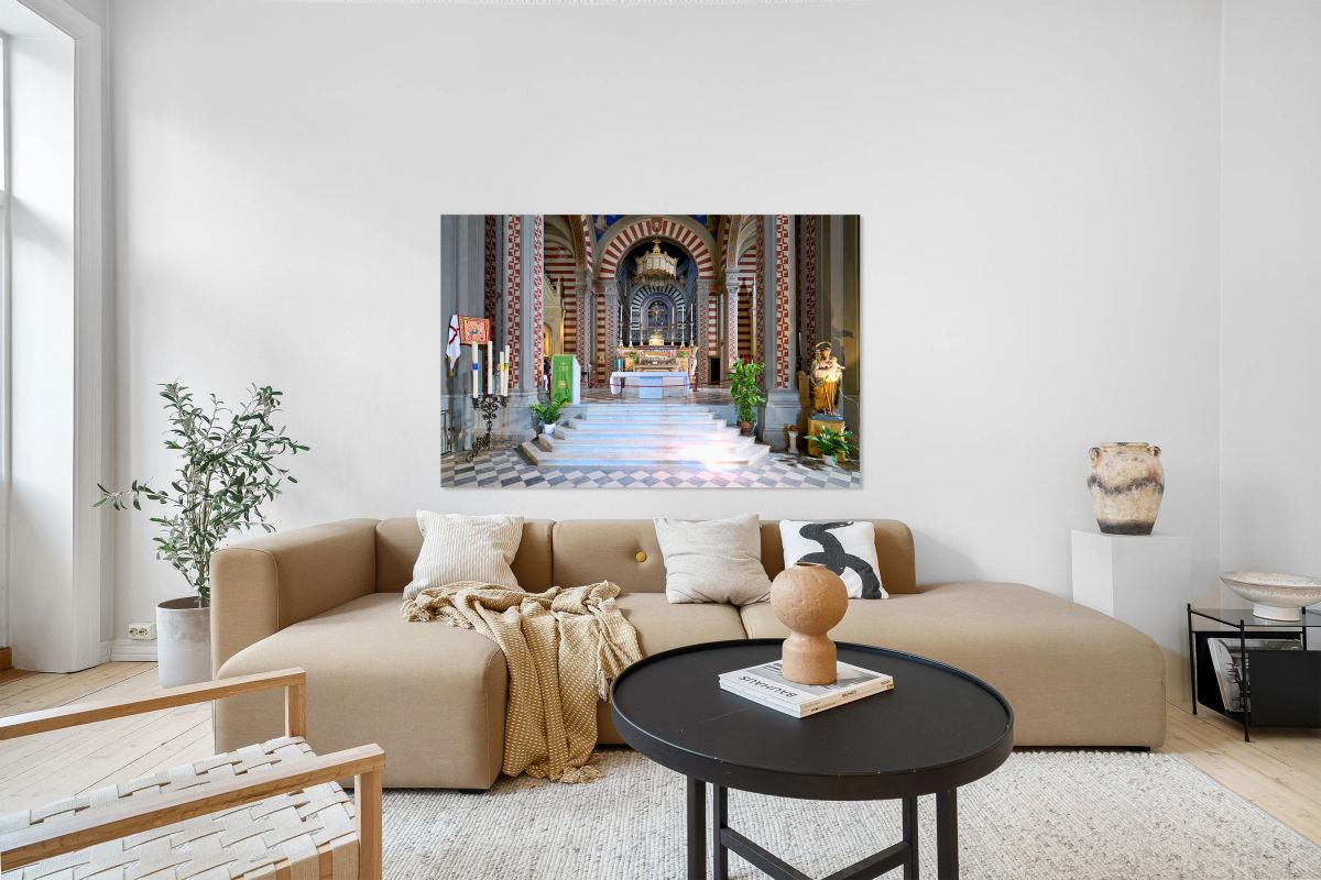 Basilica Santa Margherita in Cortona Italy with church altar