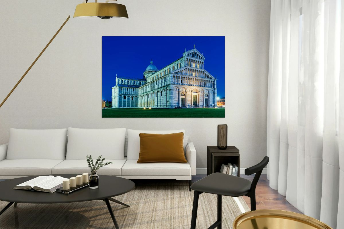 Cathedral at sunset in Piazza dei Miracoli in Pisa Italy