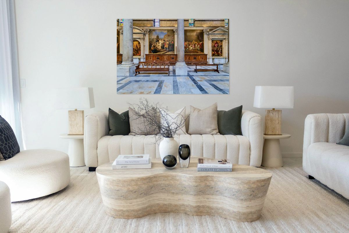 Interior of the Cathedral in Pisa Tuscany Italy shows art