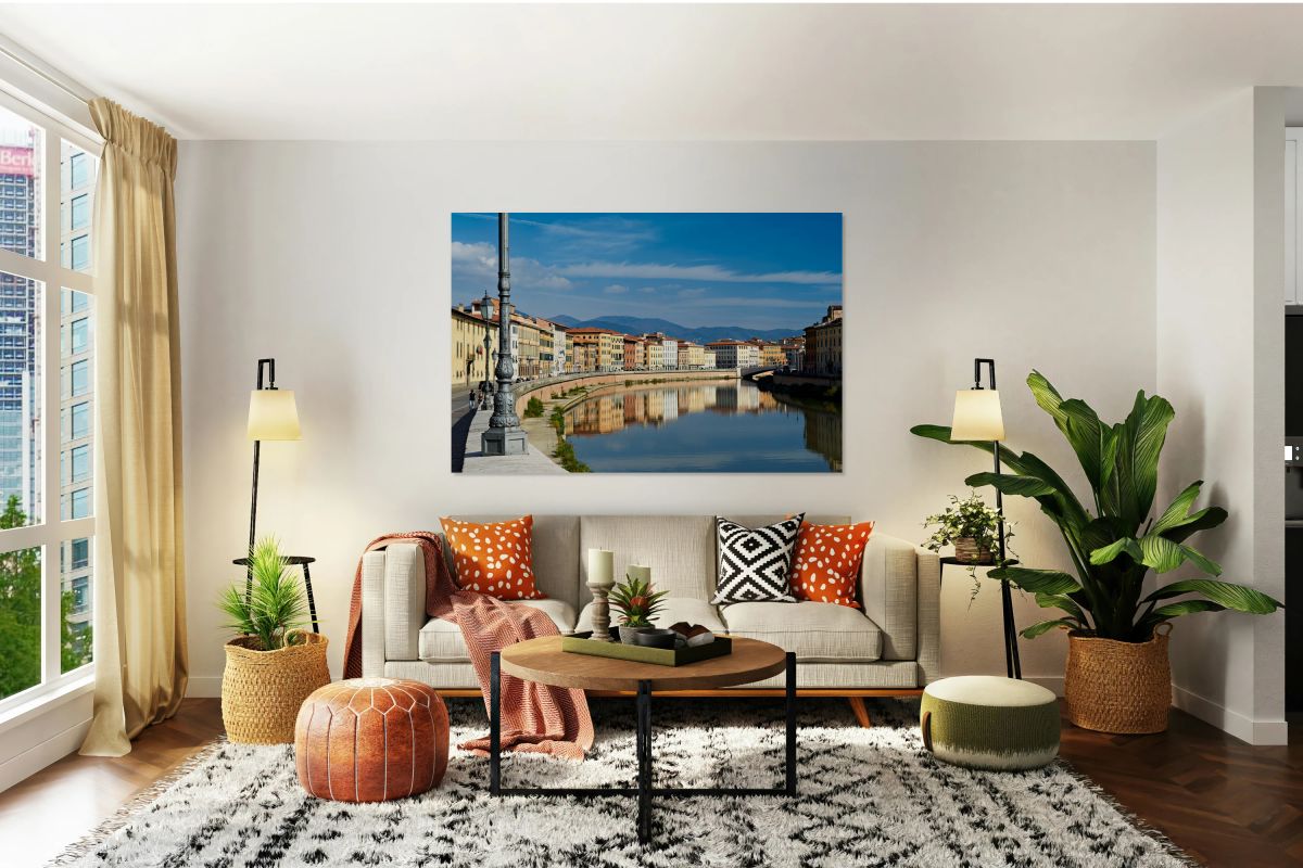 Pisa Italy along the Arno river on a sunny day