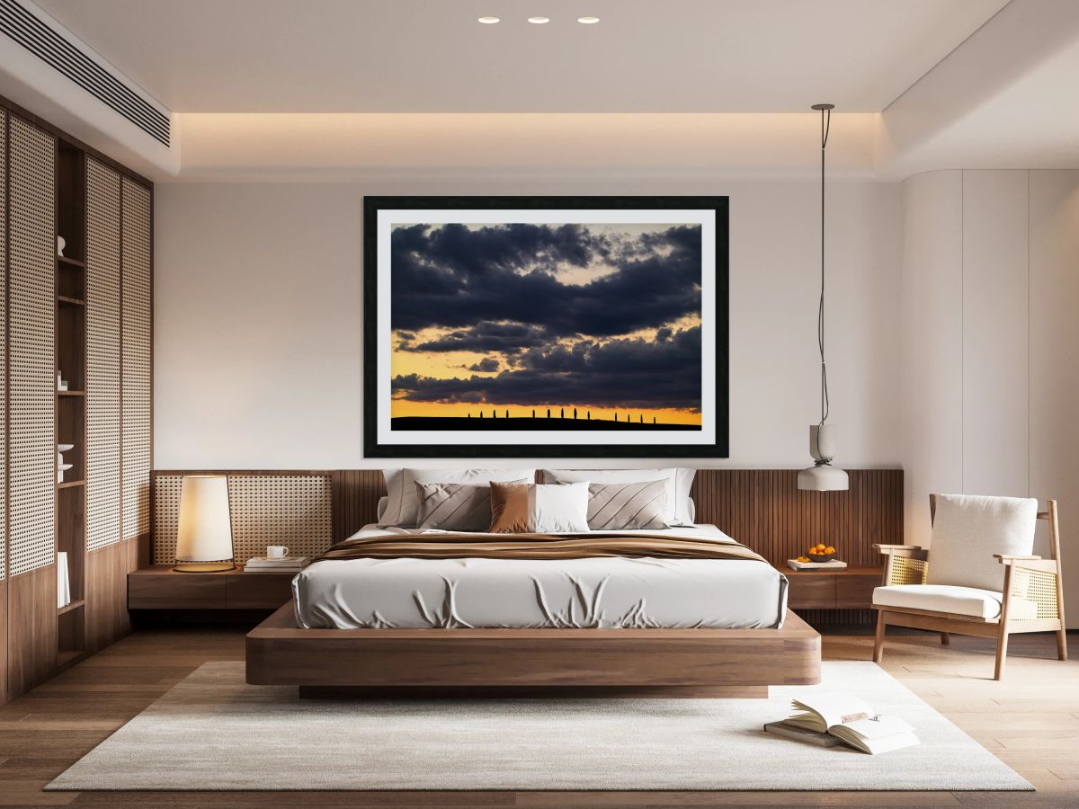 Sunset over cypress trees in Val dOrcia Italy