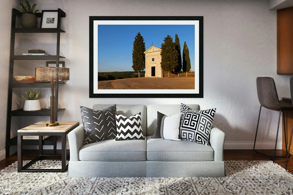 Chapel Vitaleta in San Quirico dOrcia at sunset
