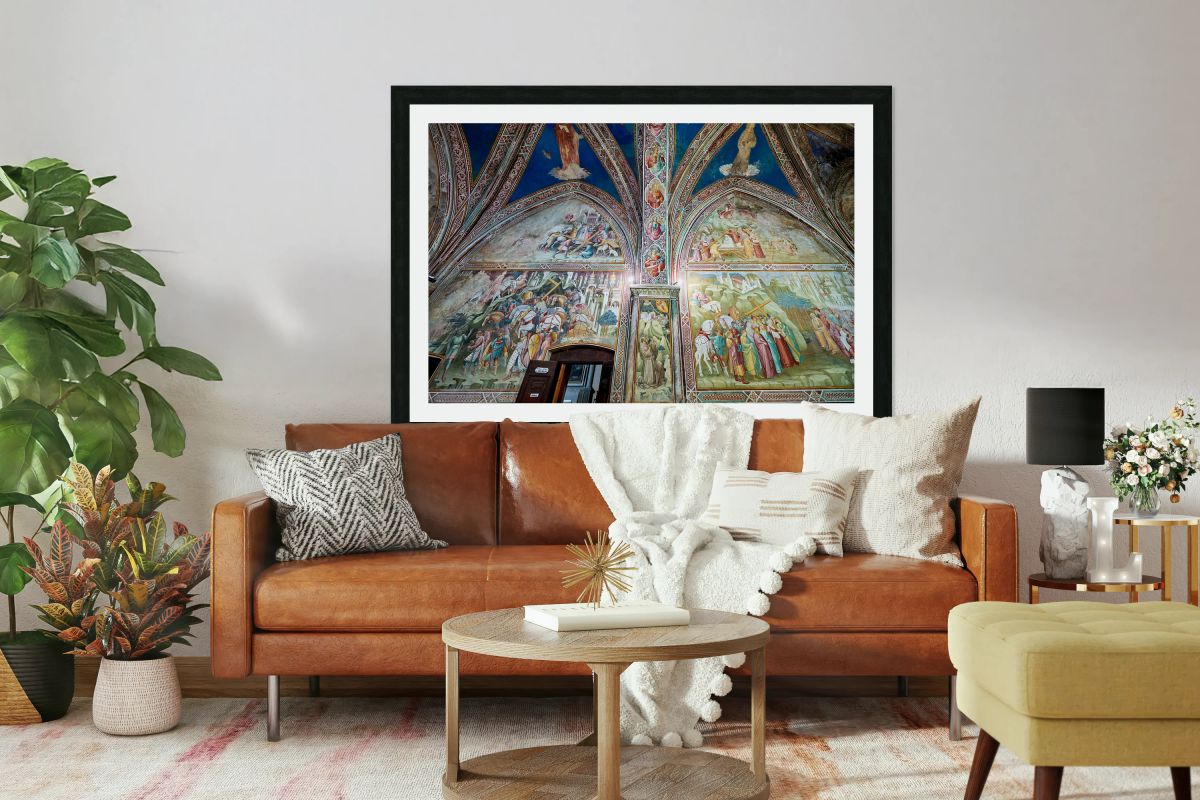 Frescos in the chapel of the daily cross in volterra italy