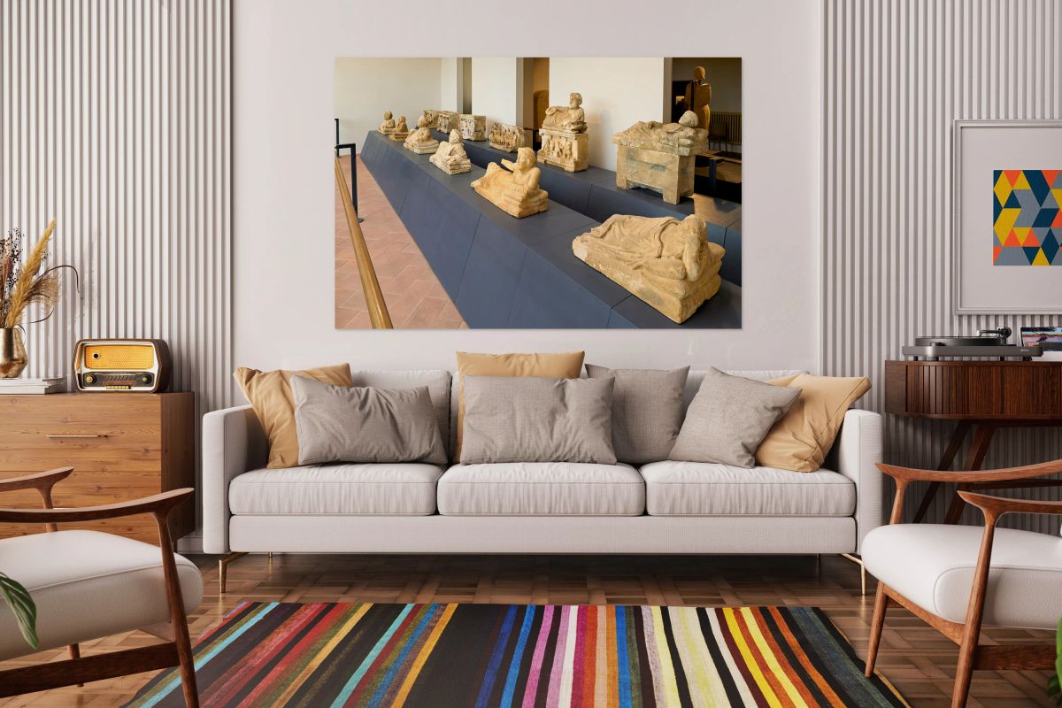 Cinerary urns in the Guarnacci Museum of Etruscan artifacts