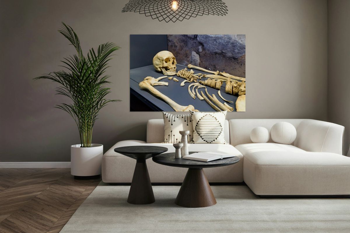 Remains of a tomb displayed at Guarnacci Museum in Italy