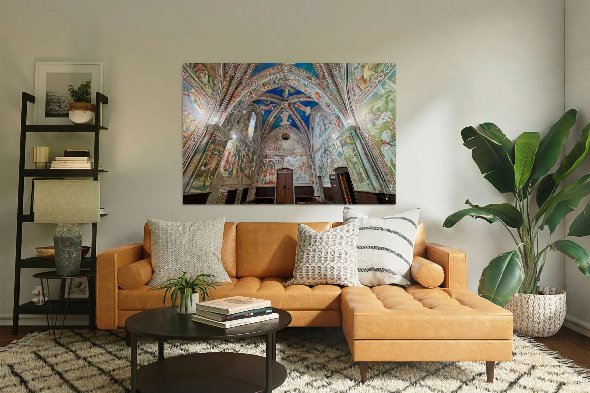 Frescos in the chapel of the daily cross in volterra tuscany