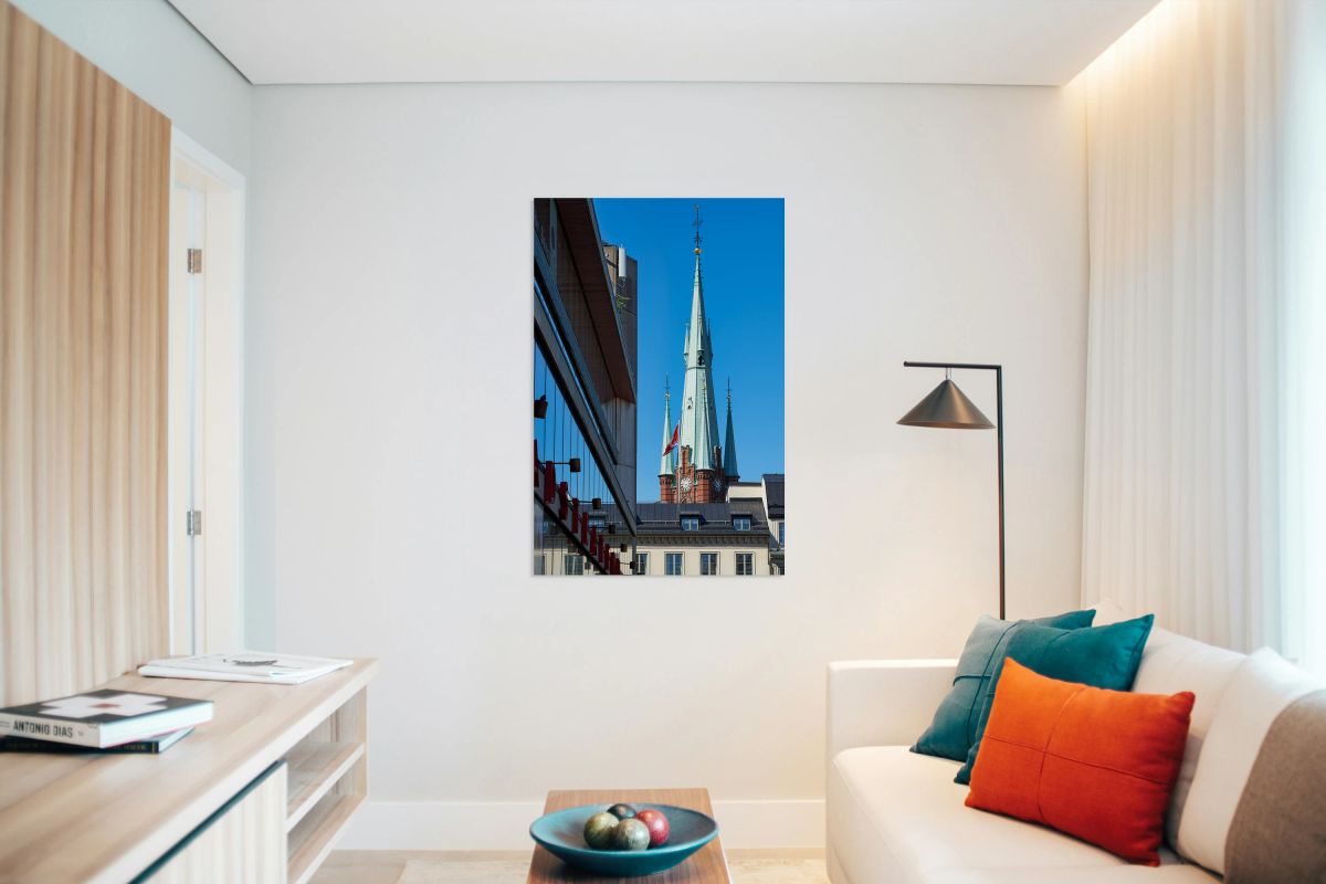 View of Klara Church in central Stockholm on a sunny day