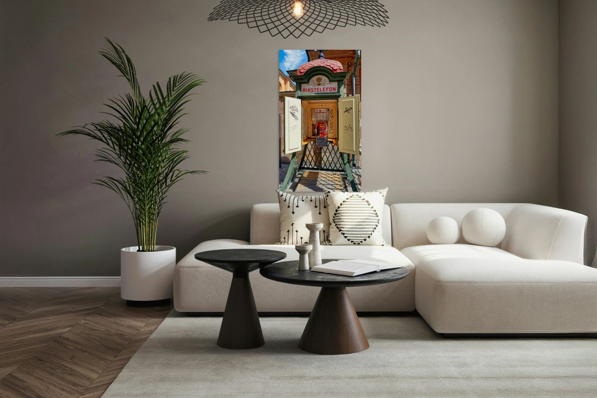 Old telephone booth stands in Stockholm Sweden