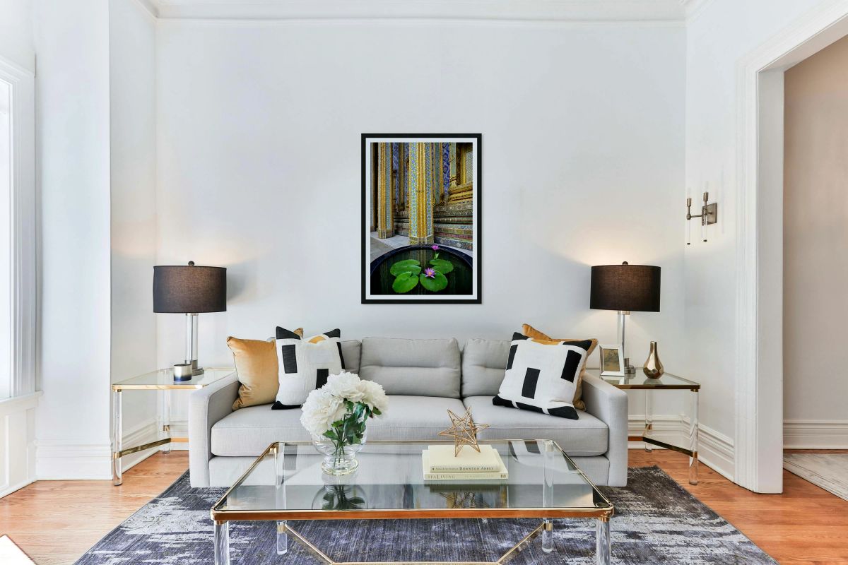 Wat Phra Kaew Temple with lotus flowers in Bangkok