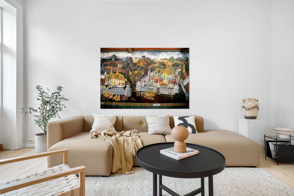 Wat Phra Kaew temple view in Bangkok with murals