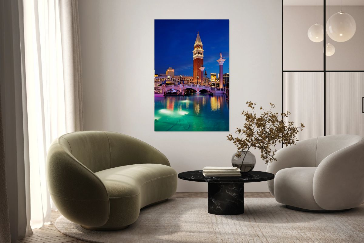 Sunset view of the Venetian Hotel in Las Vegas Nevada