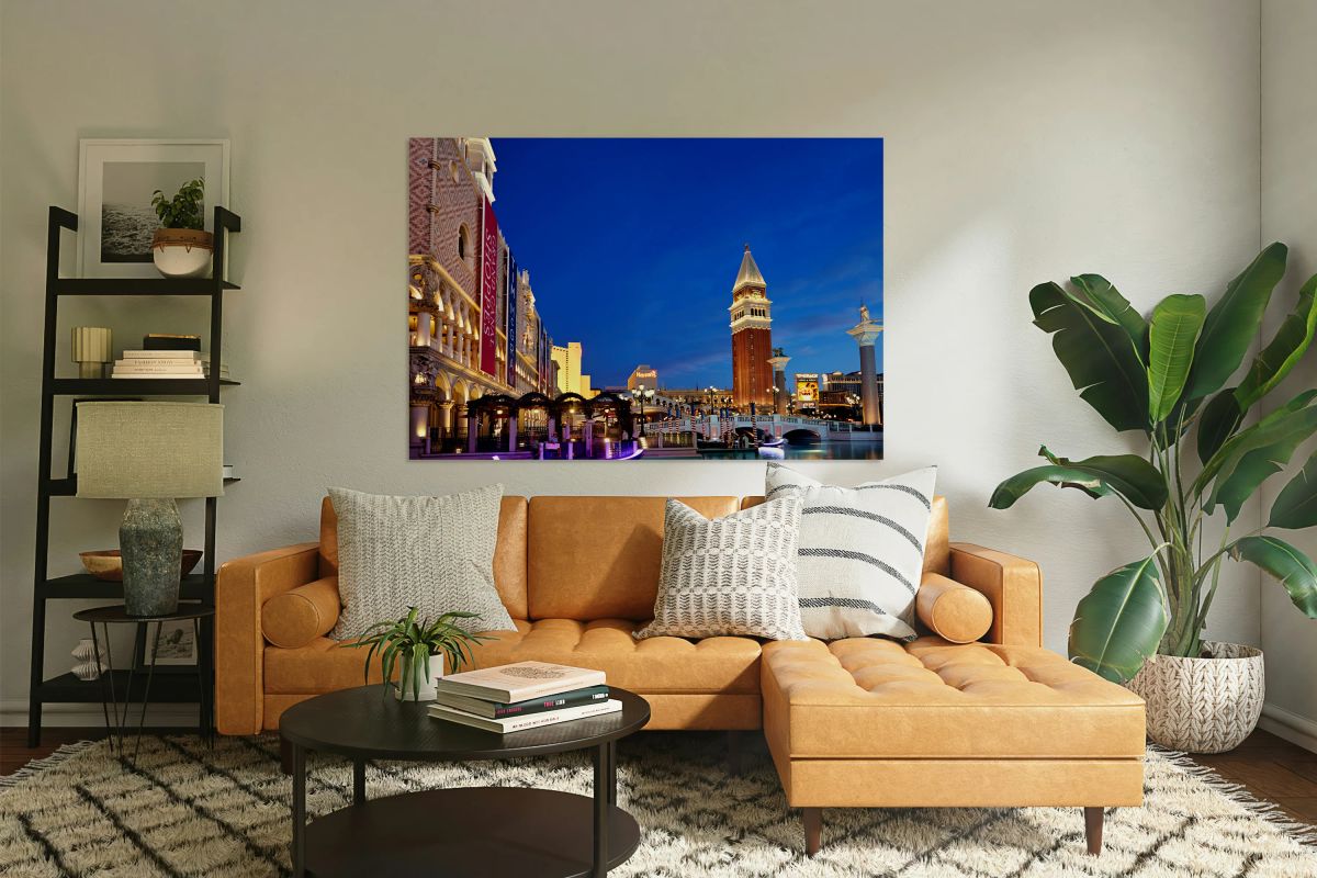 Sunset view of Venetian Hotel in Las Vegas Nevada