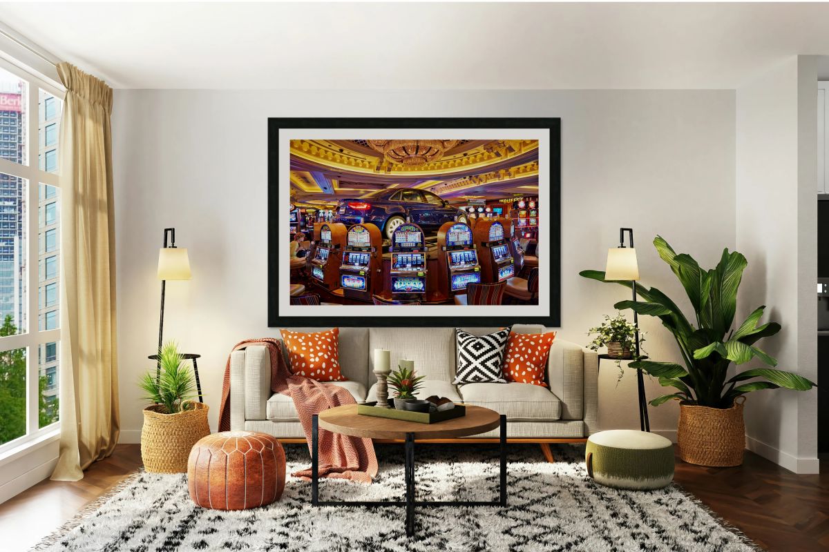 Unique casino display with a car on top of slot machines