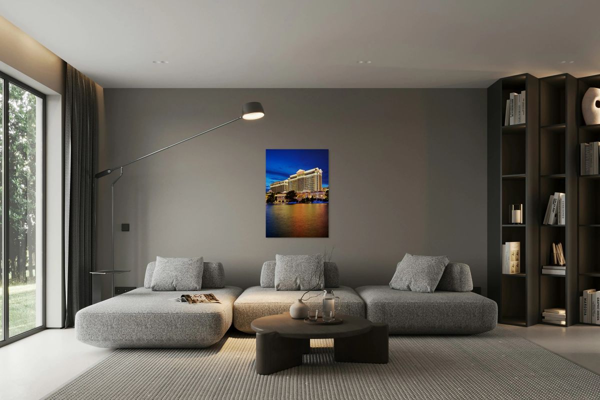 Bellagio Hotel and Casino view at night in Las Vegas