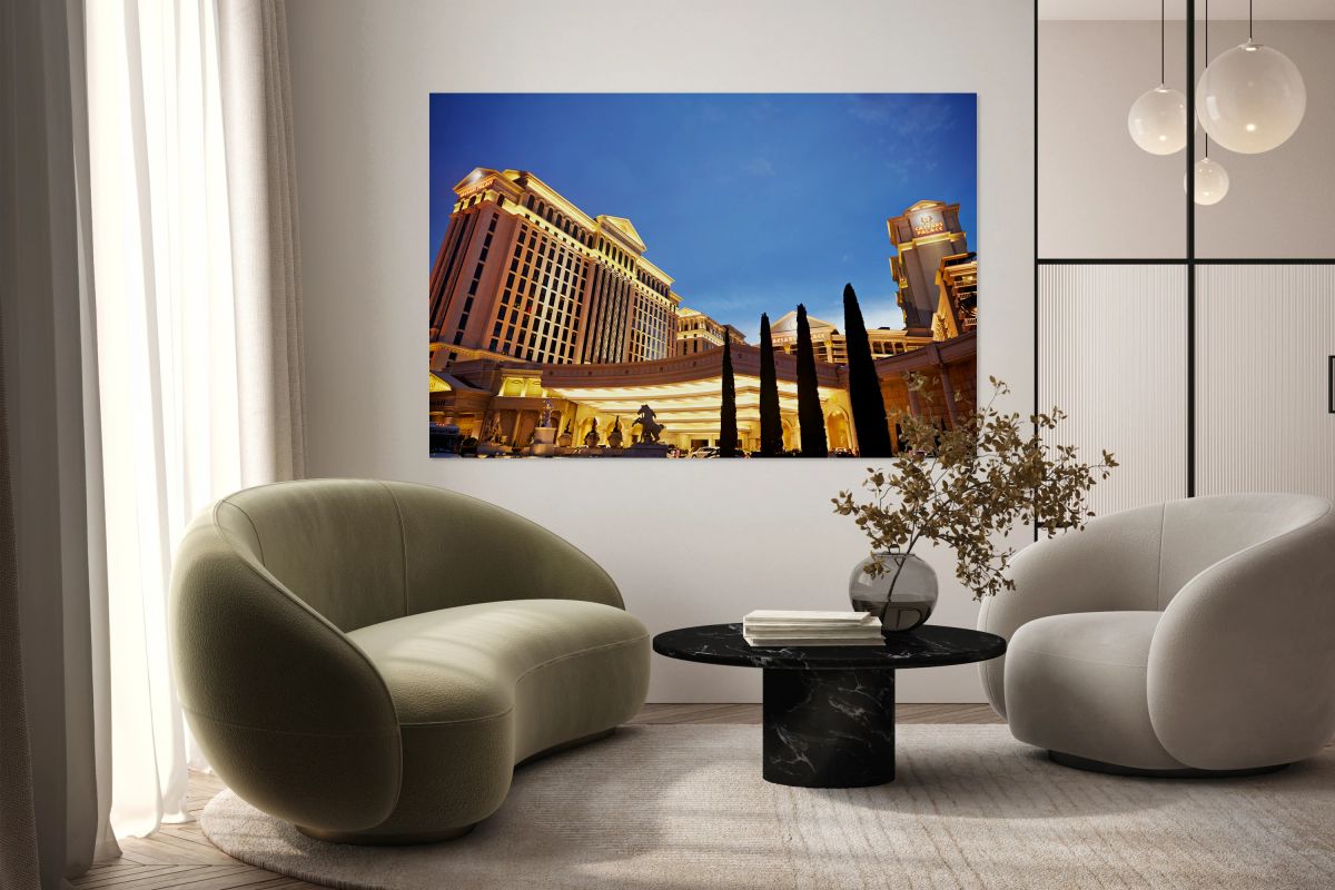 Caesars Palace displays lights in Las Vegas night