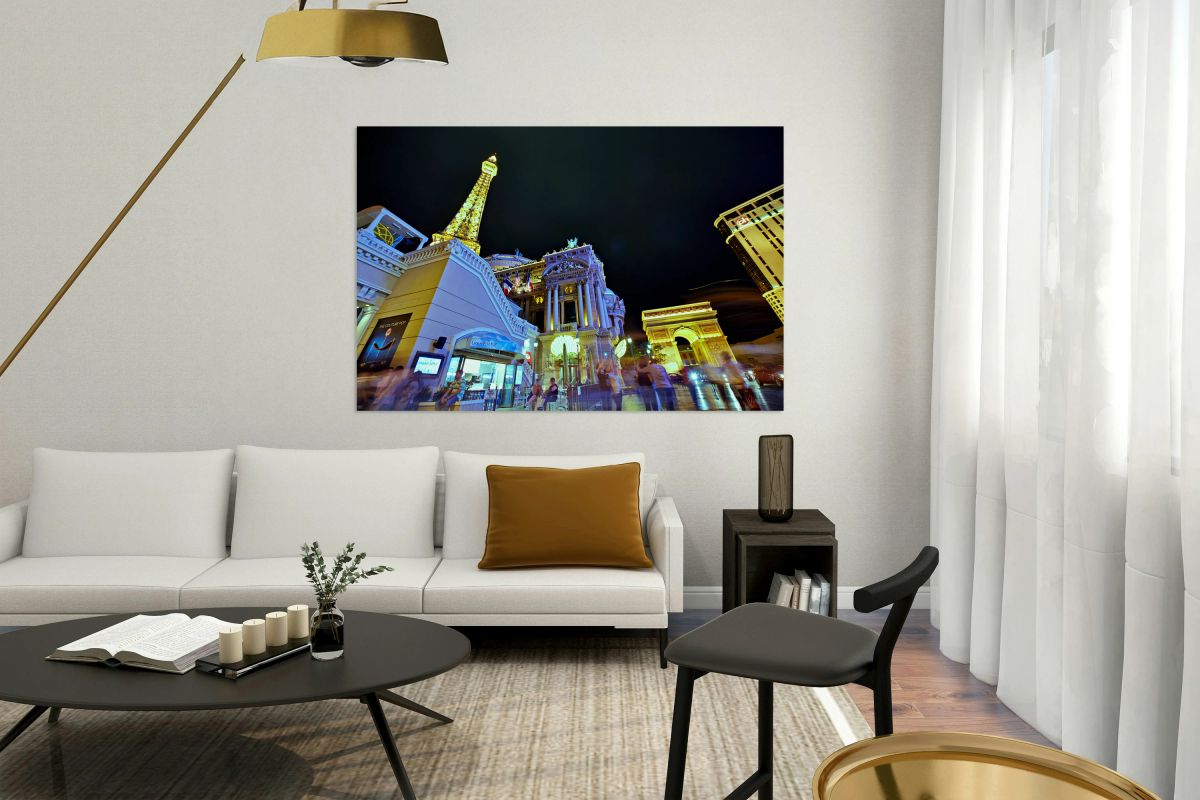 Las Vegas Strip at night with bright lights and crowds