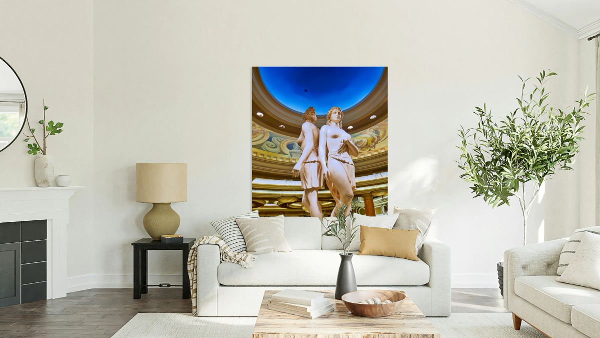 Caesars Palace Hotel lobby features art and architecture