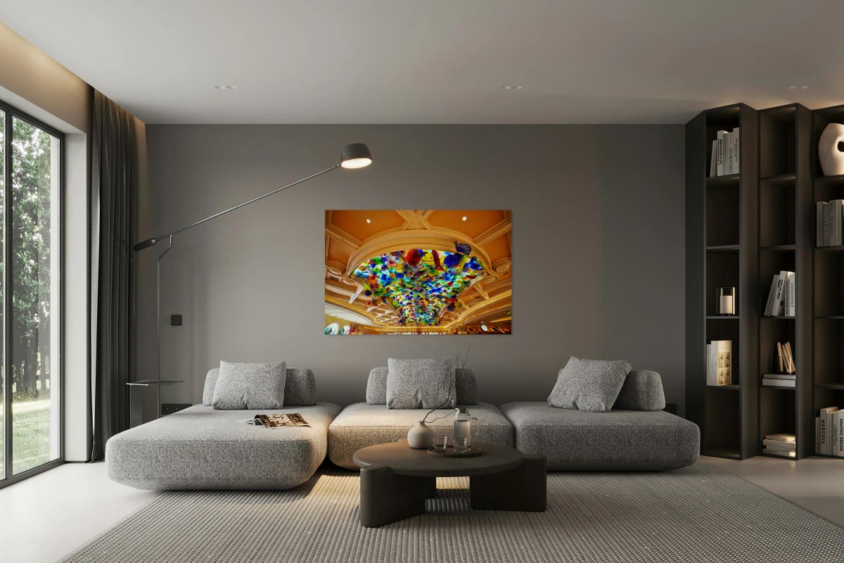 Beautiful glass sculptures in Bellagio Hotel lobby in Las Vegas