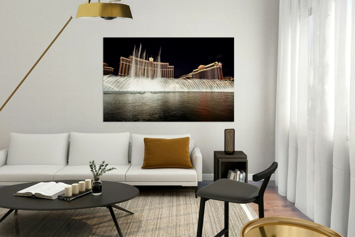 Fountains dance at Bellagio in Las Vegas during night show