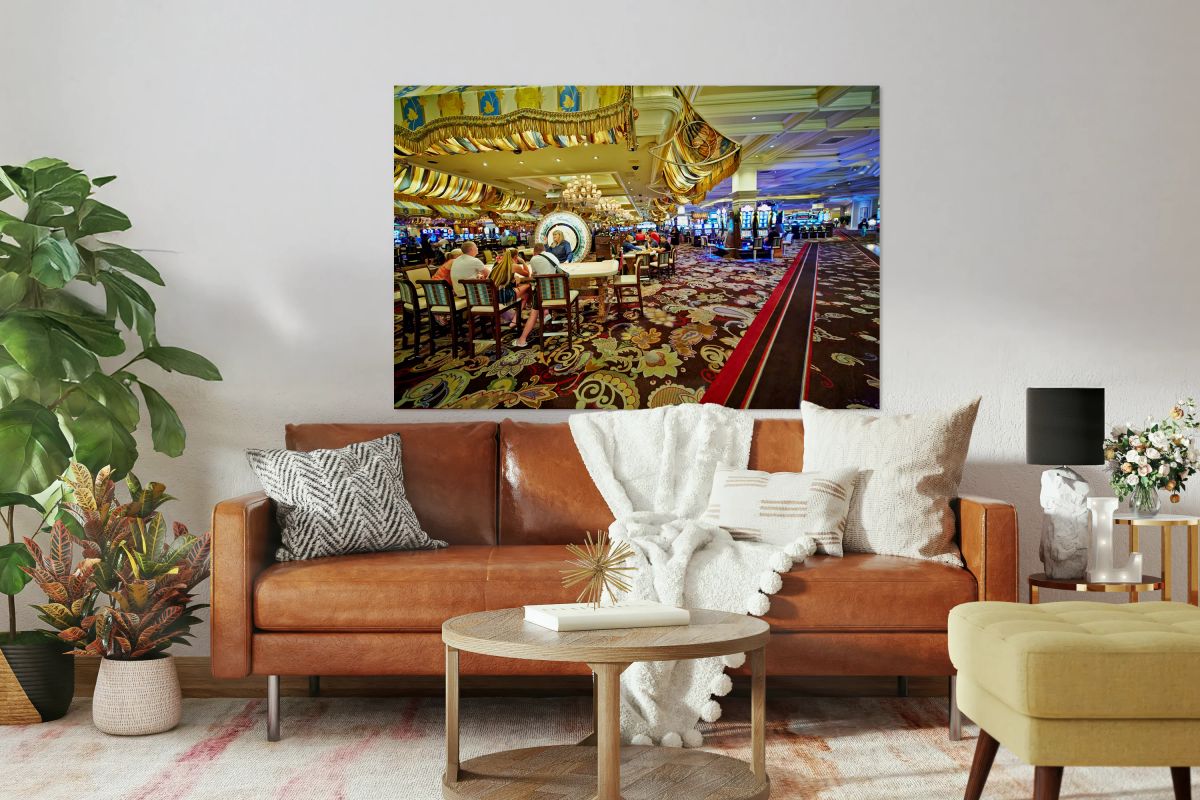 Visitors play slot machines at Bellagio Casino in Las Vegas