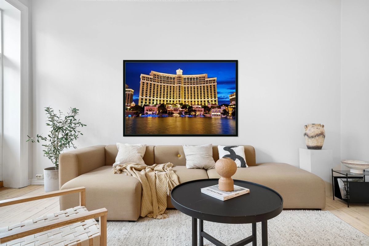 Bellagio Hotel and Casino shines at night in Las Vegas