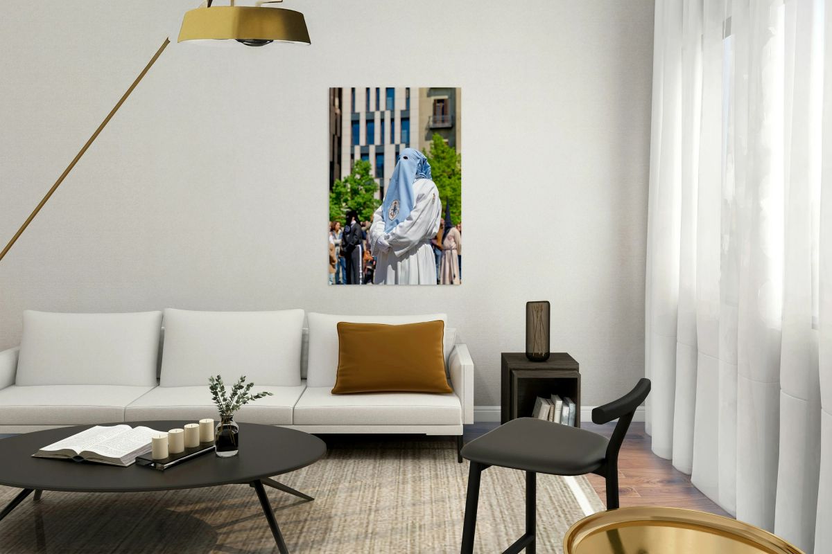 Easter Holy Week procession in Zaragoza Spain with participants