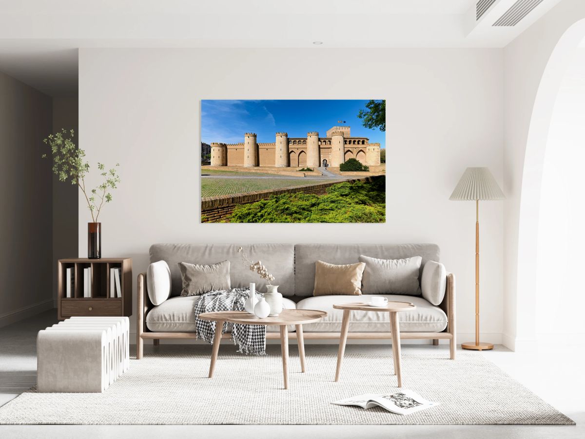 Visit to Aljafería Palace in Zaragoza Spain during sunny weathe