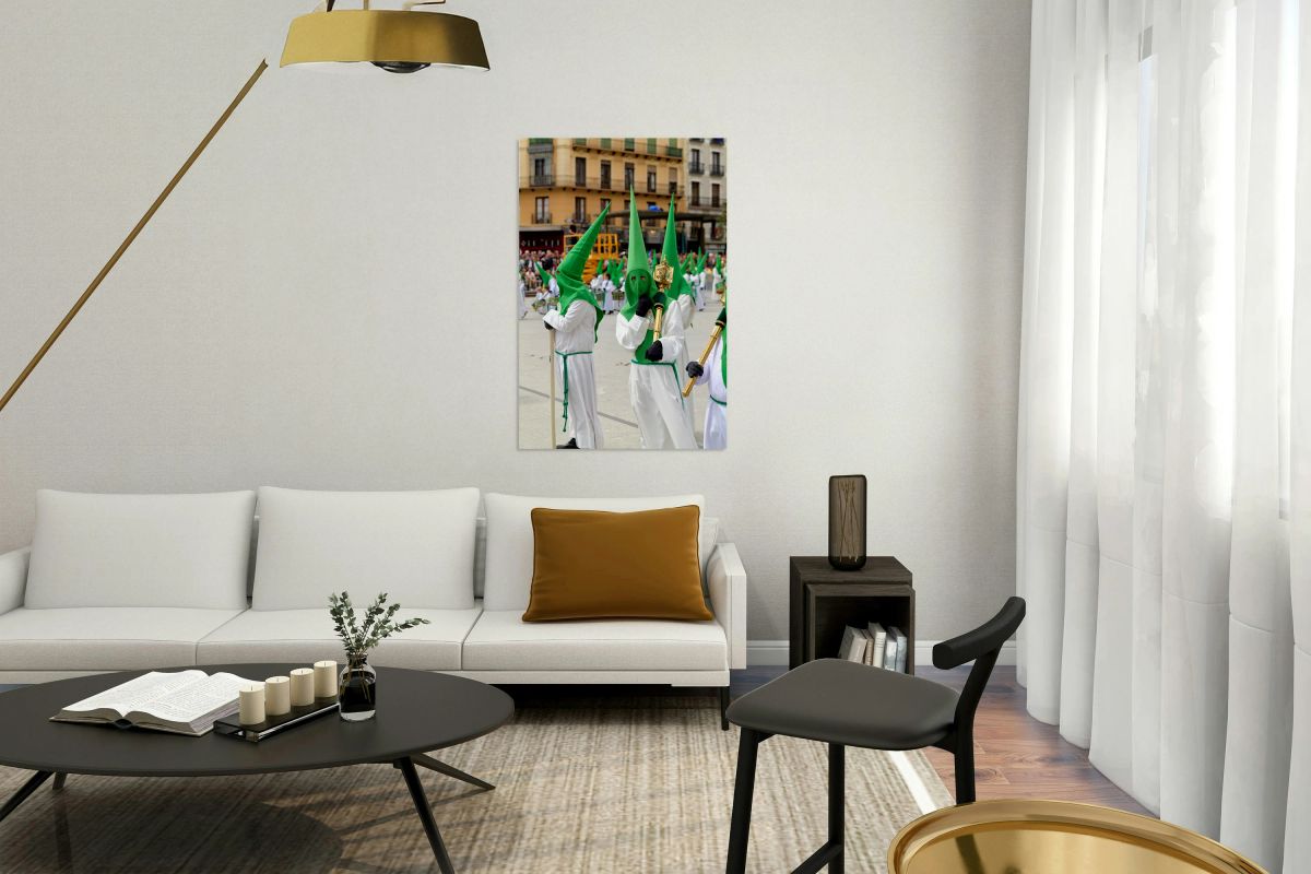 Easter procession in Zaragoza Spain features traditional attire