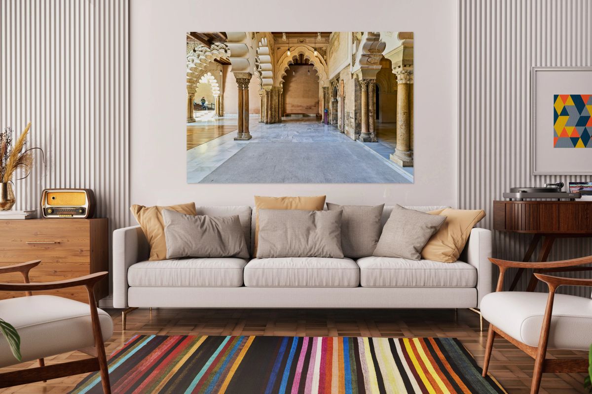 Exploring Aljafería Palace in Zaragoza Spain during daytime