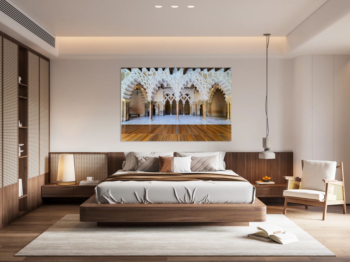 Intricate arches in Aljaferia Palace in Zaragoza