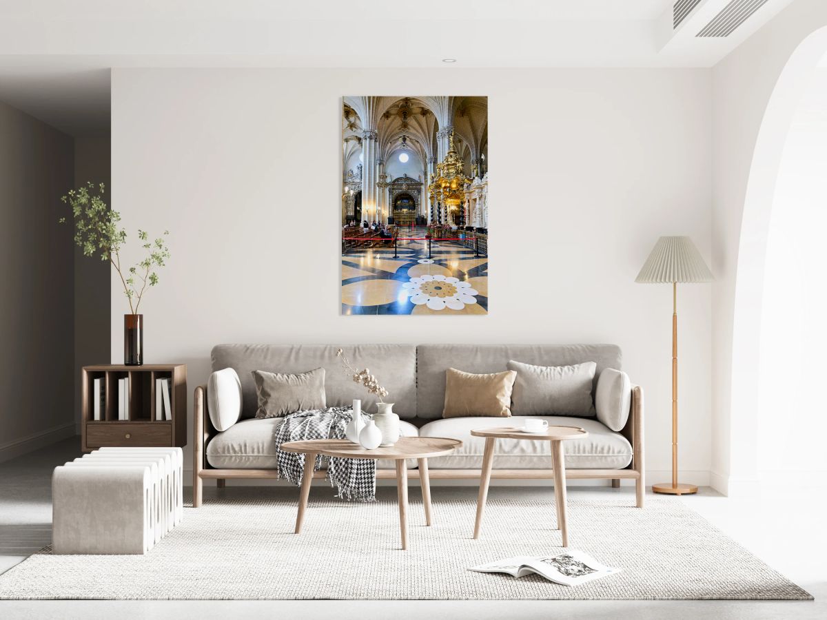 Visitors explore interior of Cathedral of the Savior in Zaragoza