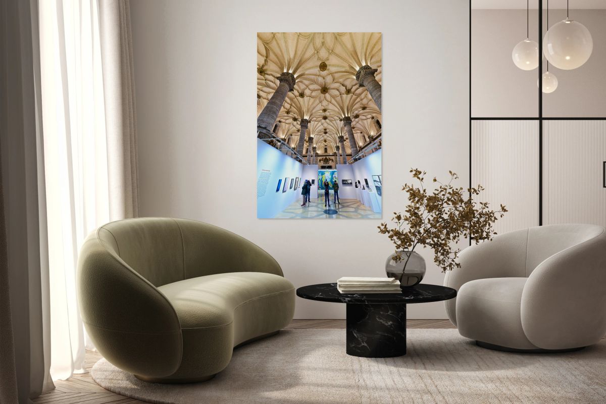 Visitors explore art at La Lonja in Zaragoza