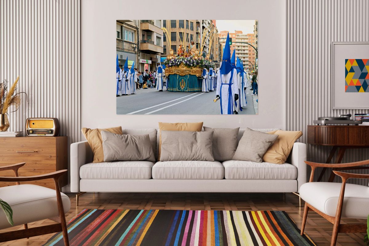 Easter Holy Week processions in Zaragoza Spain with floats