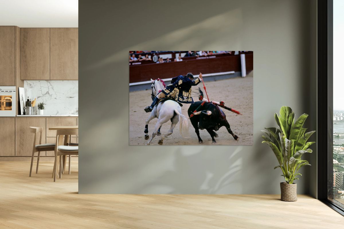 Bullfight on horseback in Las Ventas Bullring in Madrid