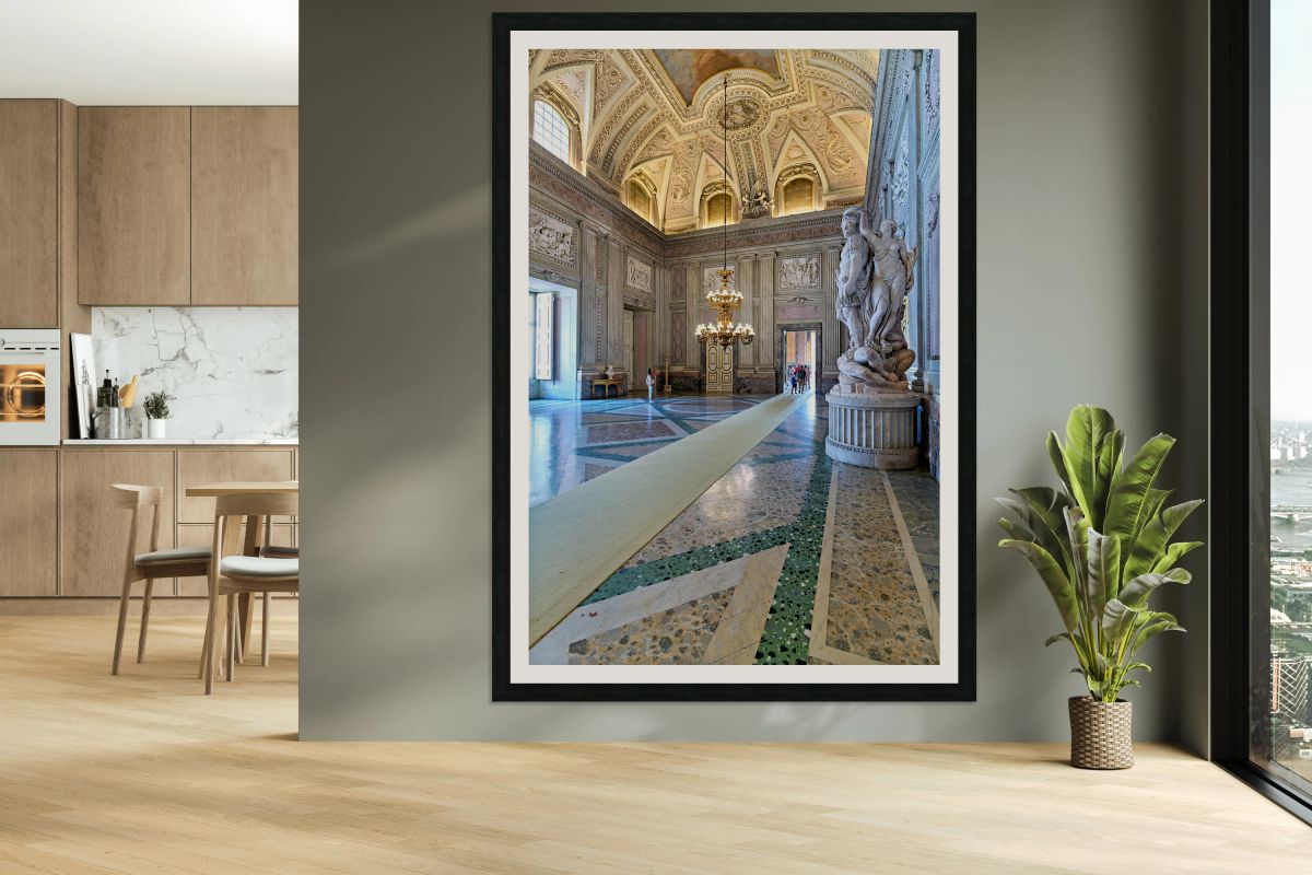 Exploring the hall of the bodyguards in caserta royal palace