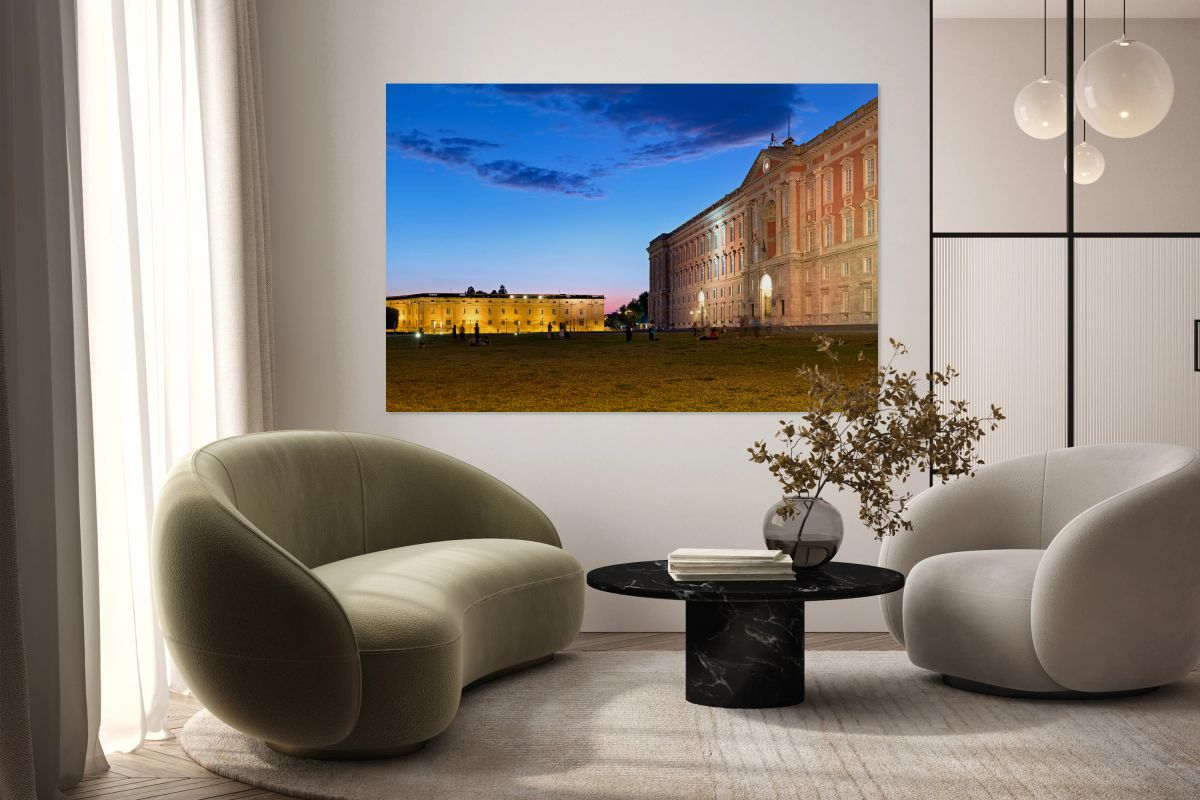 Royal Palace of Caserta at sunset in Campania Italy