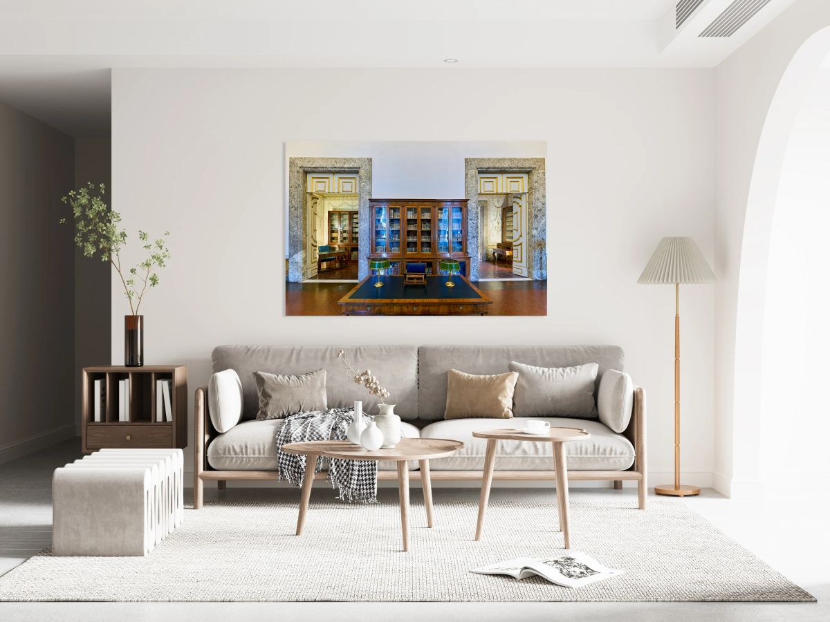 Visitors explore the Palatine Library in Caserta Italy