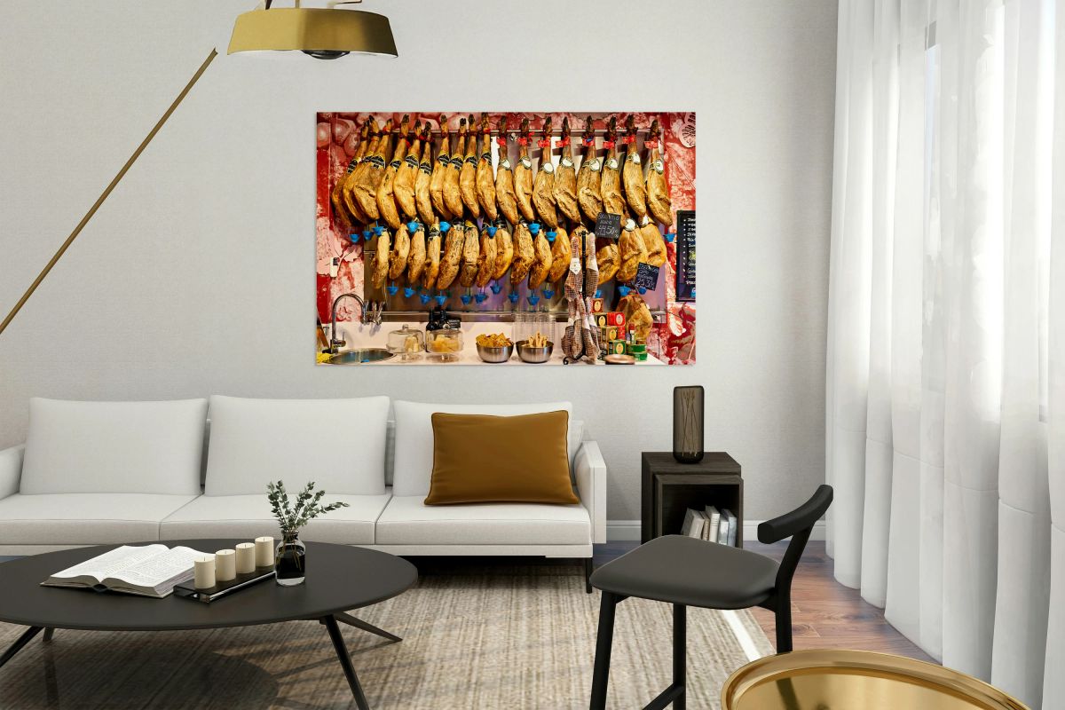 Jamon iberico bellota pata negra on display in Granada