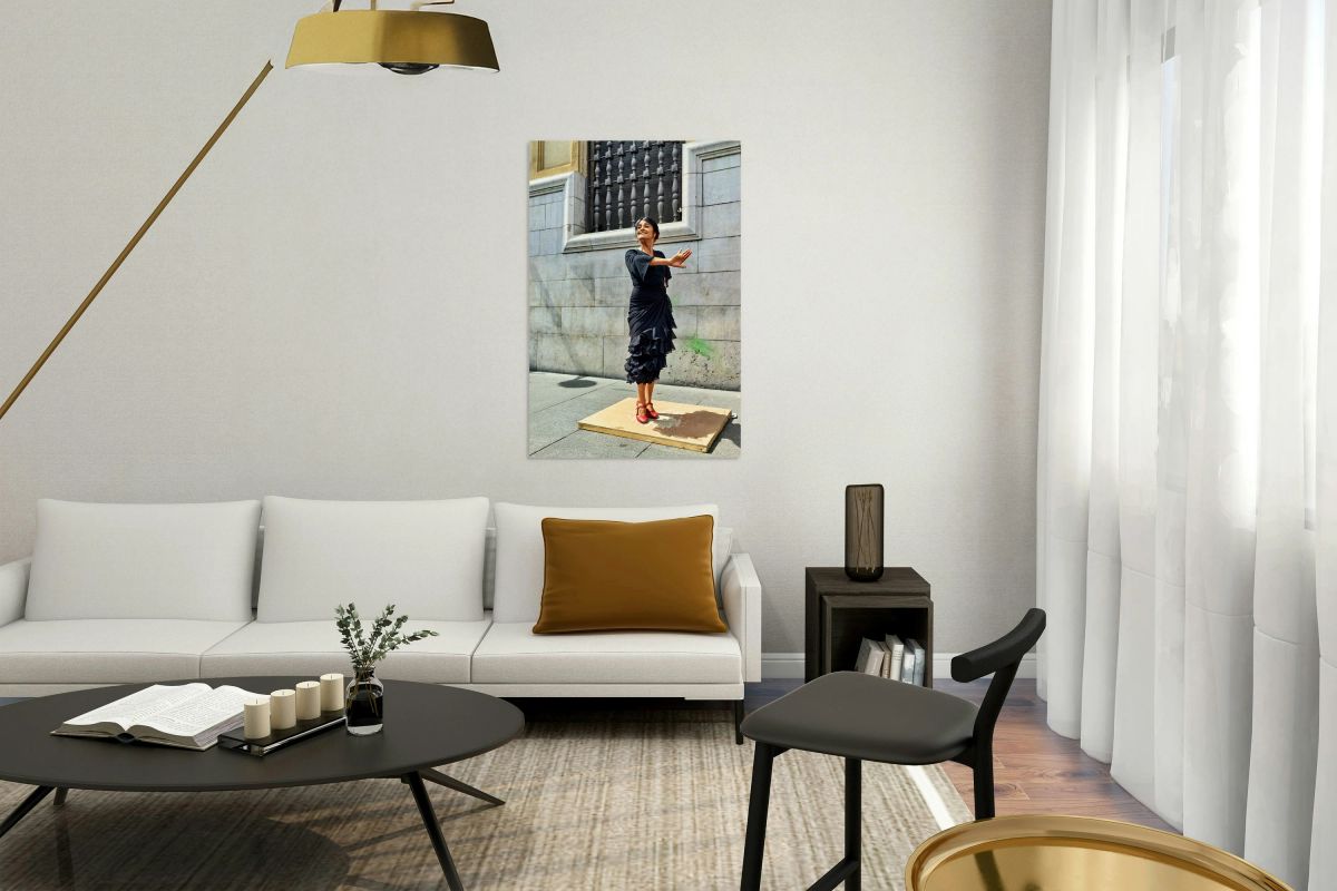 Flamenco dancer performs on street in Seville Spain