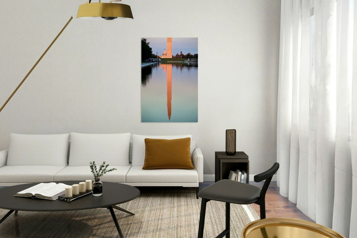 Sunset view of Washington Monument and Capitol building