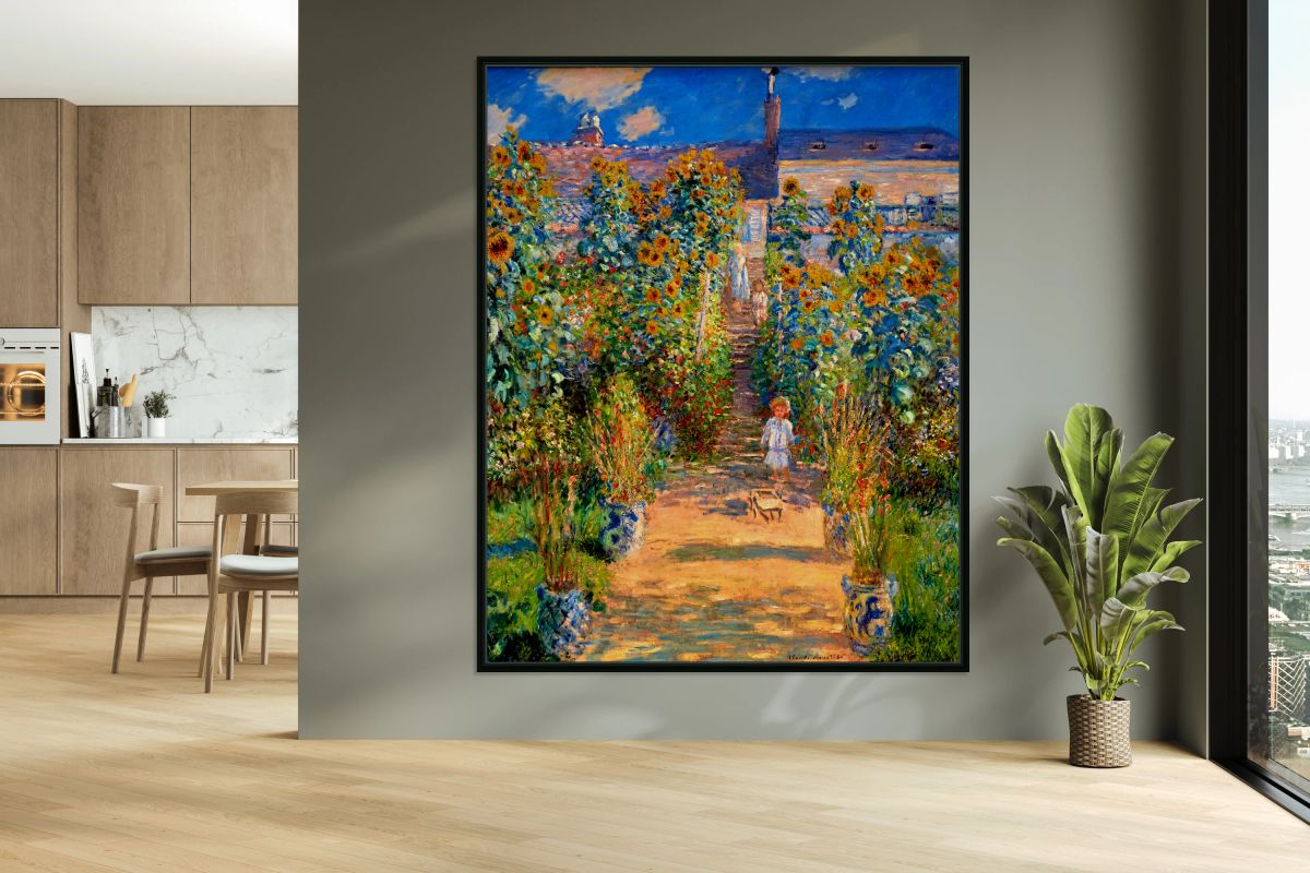 Sunflowers surround garden steps in Washington D.C