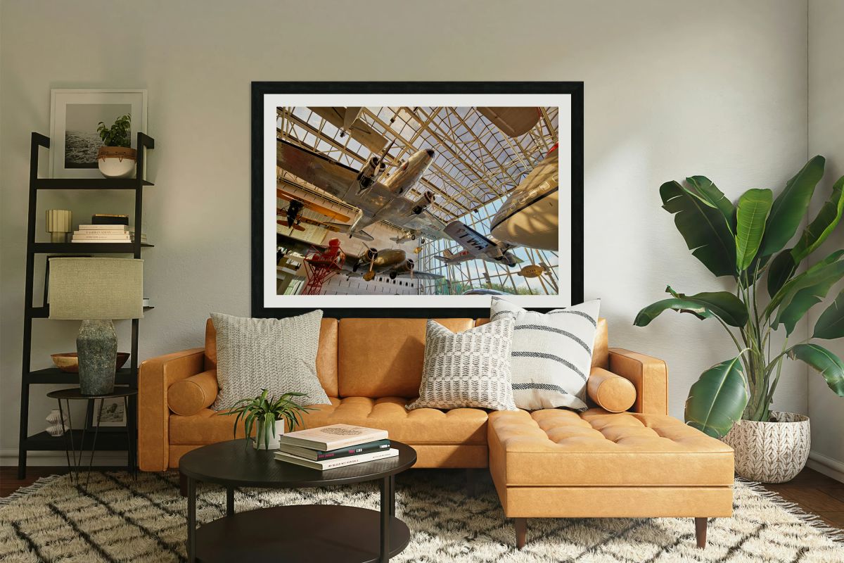 Historic airplanes on display inside Smithsonian museum