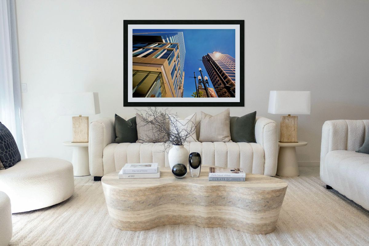 View of buildings in Salt Lake City with clear skies