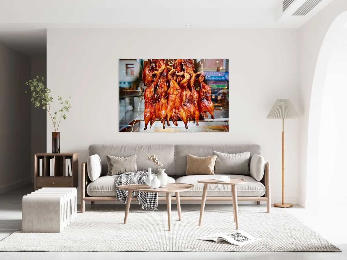 Hanging roast ducks in SFs Chinatown market