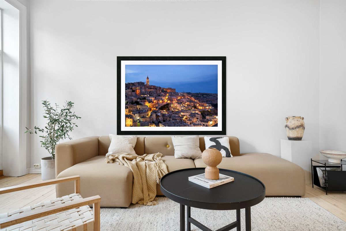 Cityscape of Matera Basilicata Italy at sunset