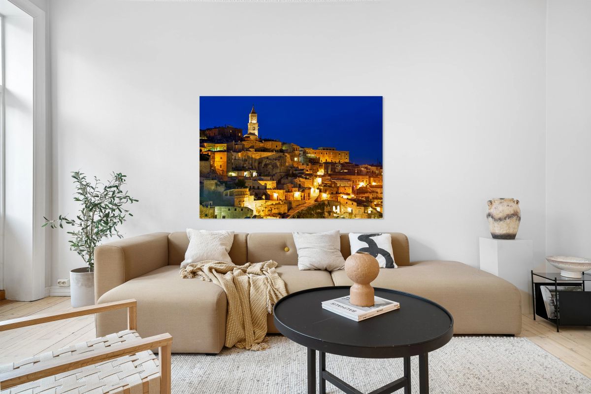 Cityscape of Matera Basilicata at sunset