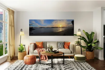 Panoramic San Diego Sunset: Moments between Light and Tide Reproduction