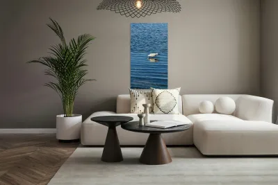 The Silent Hunt: A Lone Heron in Blue Reproduction